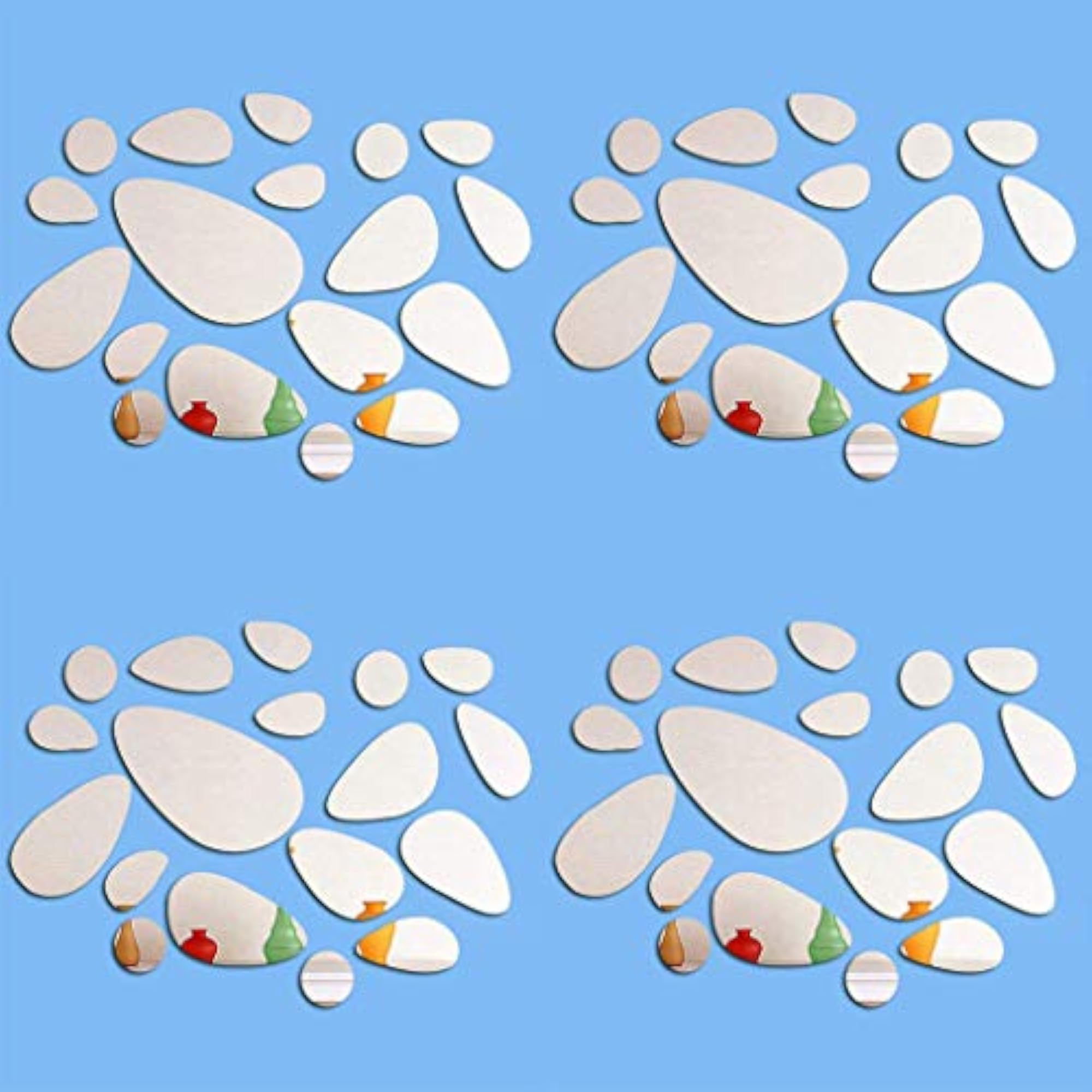72PCS Silver Mirror Decals for DIY Home Decor